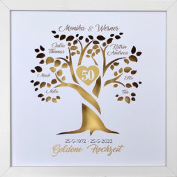 Geschenkideen zur Goldenen Hochzeit 50 Jahre verheiratet 3D Stammbaum mit Namen und Hochzeitsdatum - eine bleibende Erinnerung