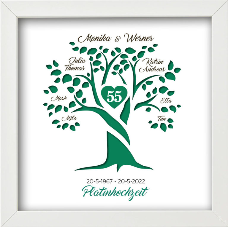 3DStammbaum Hochzeit 55 Jahre verheiratet. Originelles Geschenk