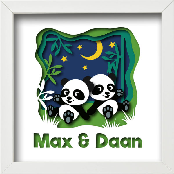 Pandas tweeling eigen naam gepersonaliseerd cadeau